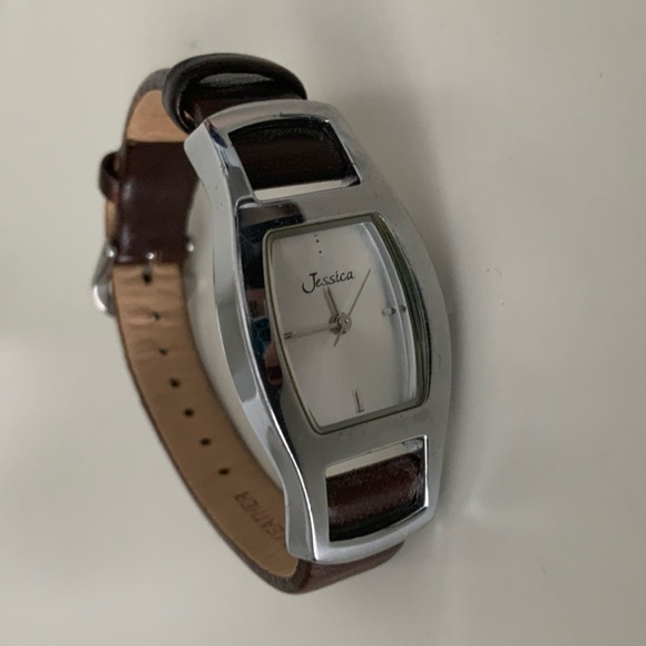 Vintage 90’S JESSICA Leather Brown Band Silver Wrist Watch Women’s BRAND NEW - Picture 2 of 16